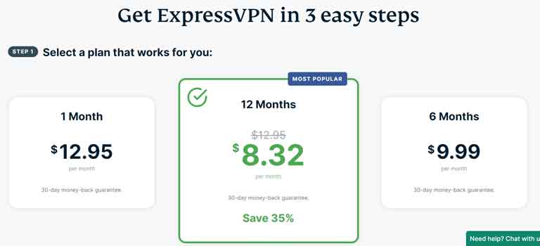 ExpressVPN pricing plans